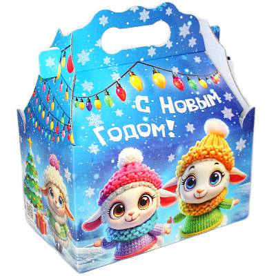 Сладкий новогодний подарок в картонной упаковке весом 850 грамм